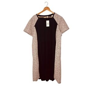 LOGO by Lori Goldstein Black Textured Sleeve Midi Dress Women's XL NWT‎